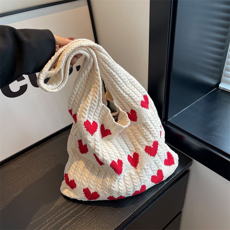 Portable Knitted Yarn Storage Bag Large Capacity Threads Needlework Apparel Organizer Handbag Convenient Practical Tote Bag