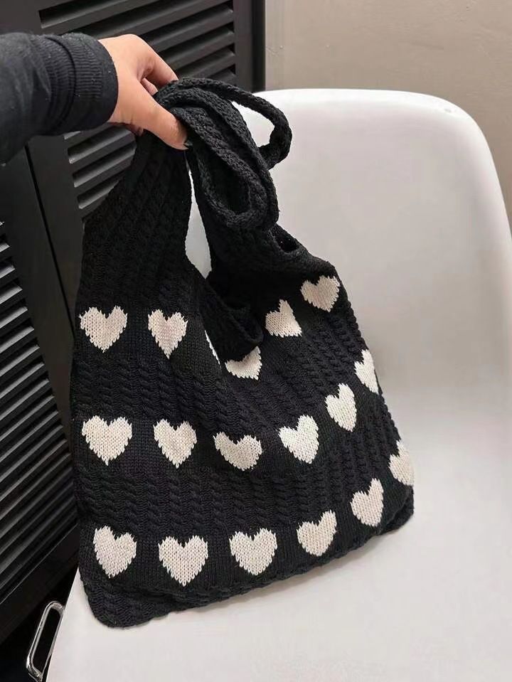 Portable Knitted Yarn Storage Bag Large Capacity Threads Needlework Apparel Organizer Handbag Convenient Practical Tote Bag
