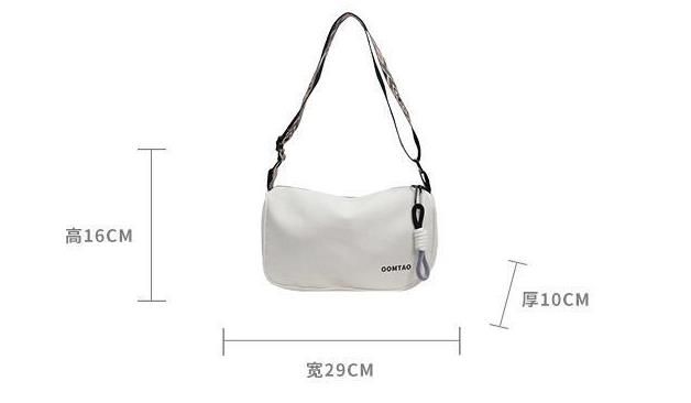 Solid Color Canvas Crossbody Bag Style Wide Shoulder Strap Nylon Shoulder Bag Zipper Dumplings Bag Bucket Bag Girls