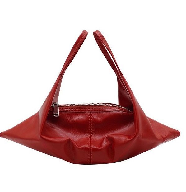Retro red croissant bag New oil wax soft leather light luxury handbag  dumpling bag Advanced women's bag