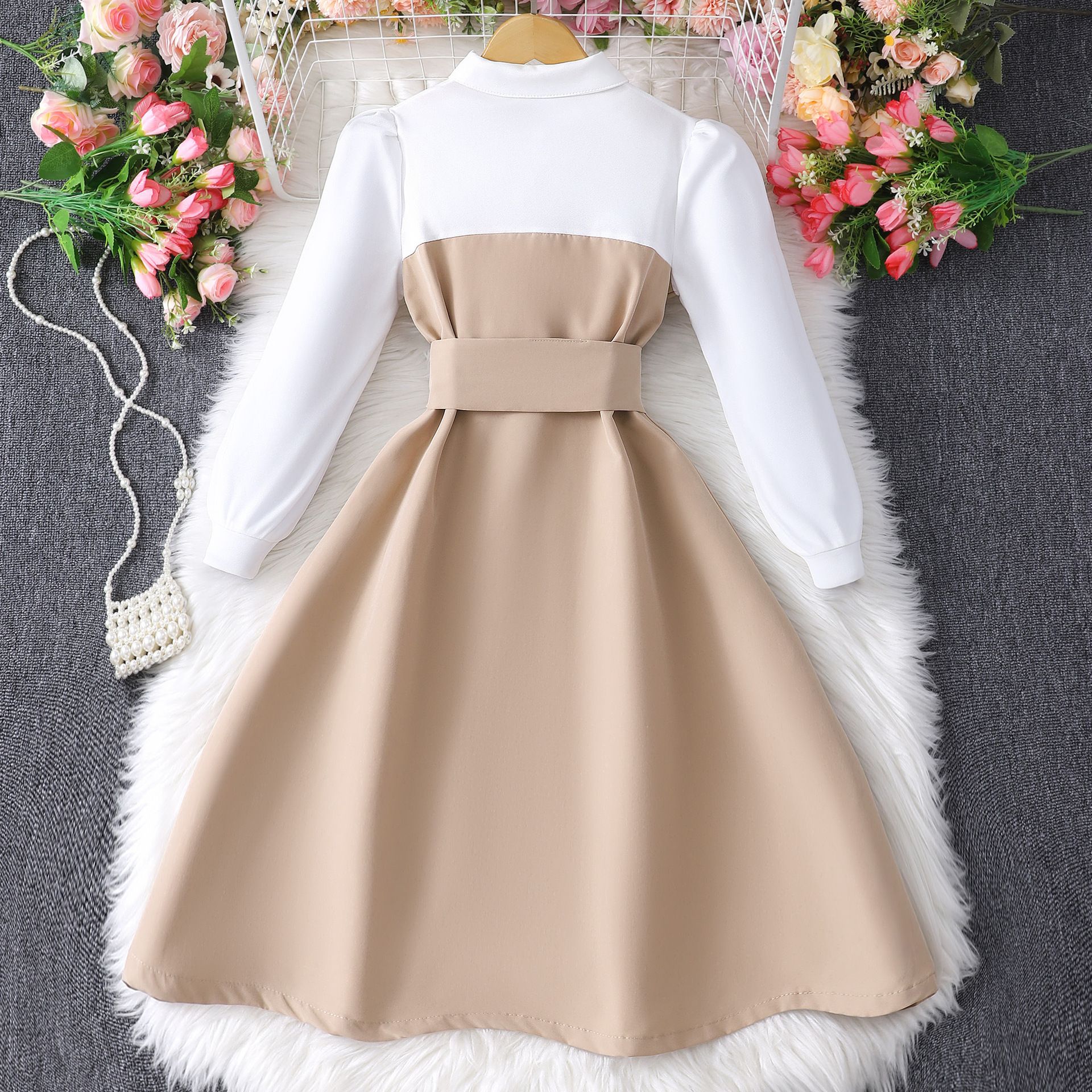 Dress for Girl Clothes Children Costume KIds Party Dresses Retro British Vacation Style Autumn Winter Long Sleeve 8-12 Years Old