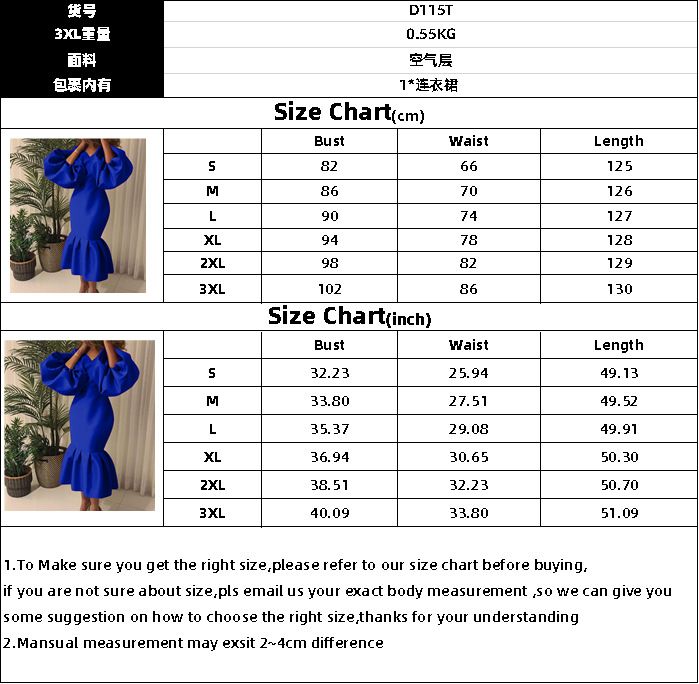 Women Evening Dress Solid Full Puff Sleeve V-neck Long Maxi Trumpet Dresses Fashion Vintage Party Vestidos Fall Outfit plus size