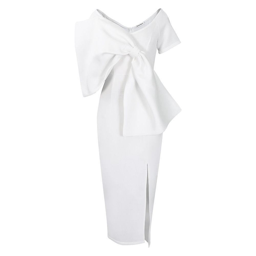 African Women Long Dresses Summer Sexy Big Bow Elegant V-neck Party Wedding Polyester White Pink Purple Robes Maxi Dress