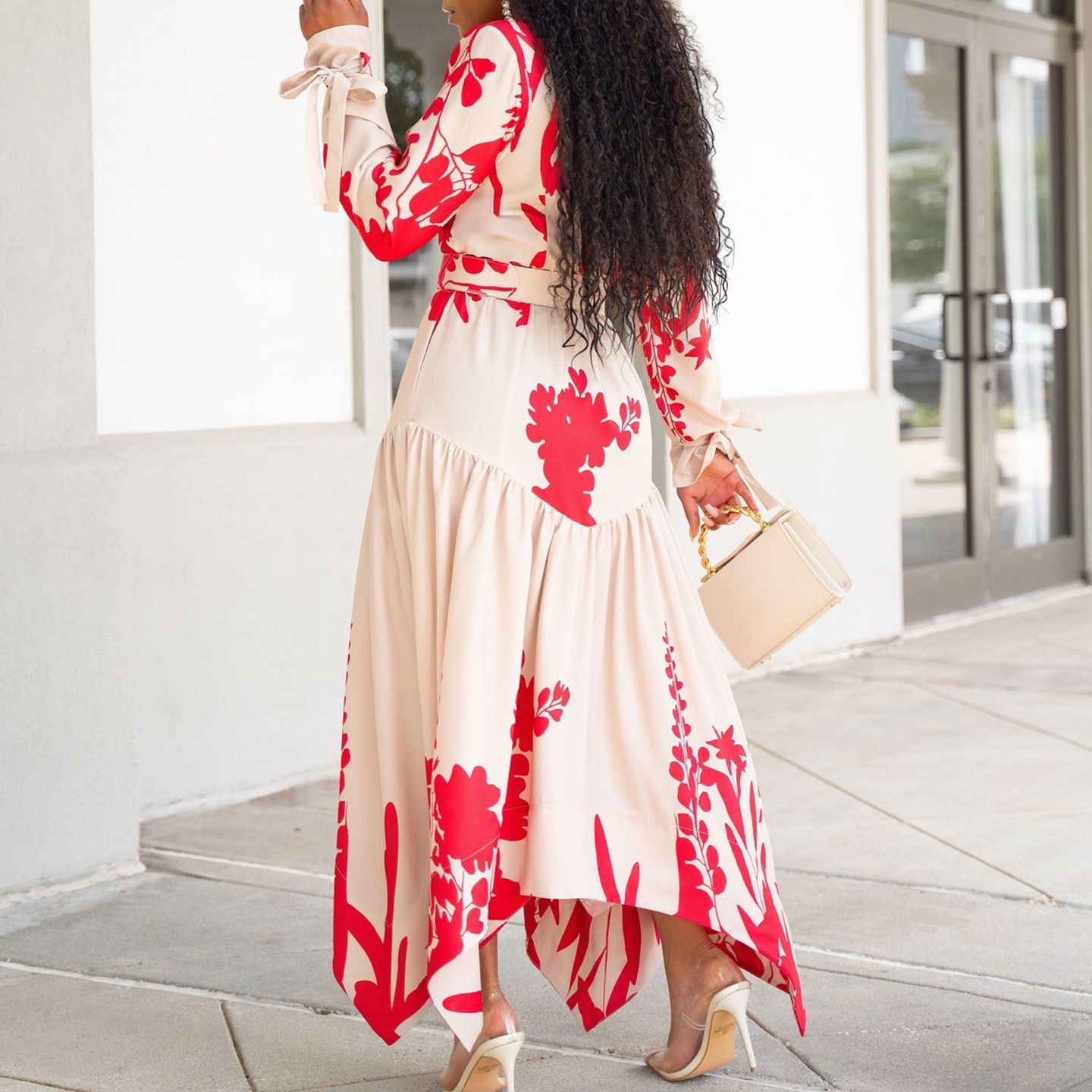 Long Dress Women Dresses Vestidos Streetwear High Waist Belt Print Floral Turn Down Collar Y2k Irregularity Party Beach Maxi