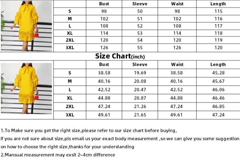 Ruffles Dresses Women Knee Length O Neck Flare Sleeve Straight Dress Loose Streetwear Party Wedding Vestidos Casual Summer