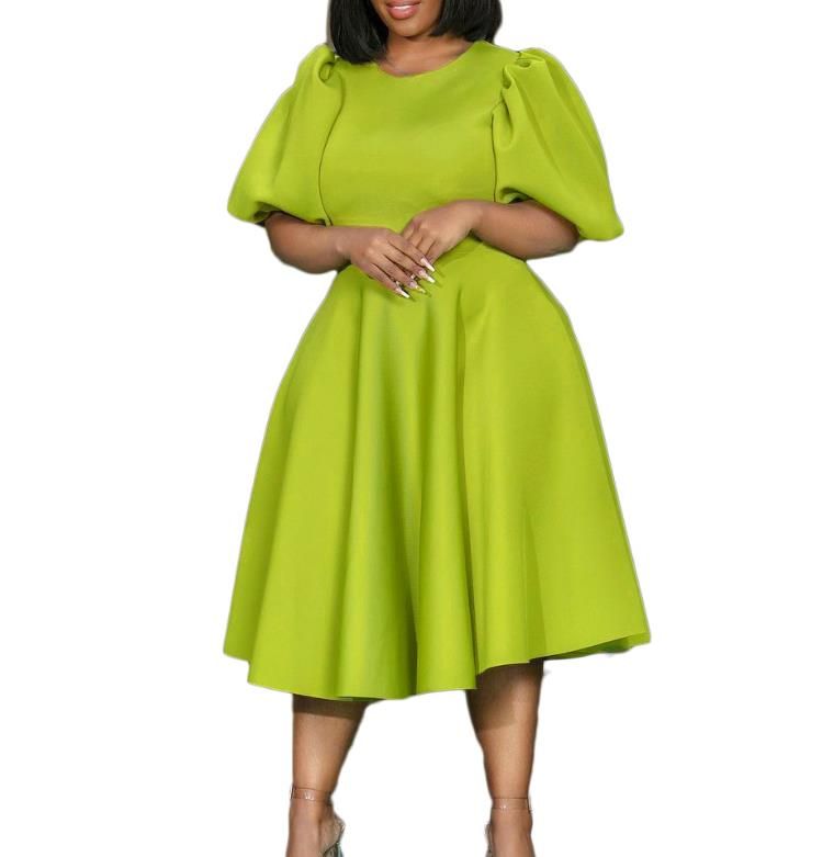 Party Dresses for Women Sexy Puff Sleeve Solid Dress Big Hem Club Outfits New In Summer