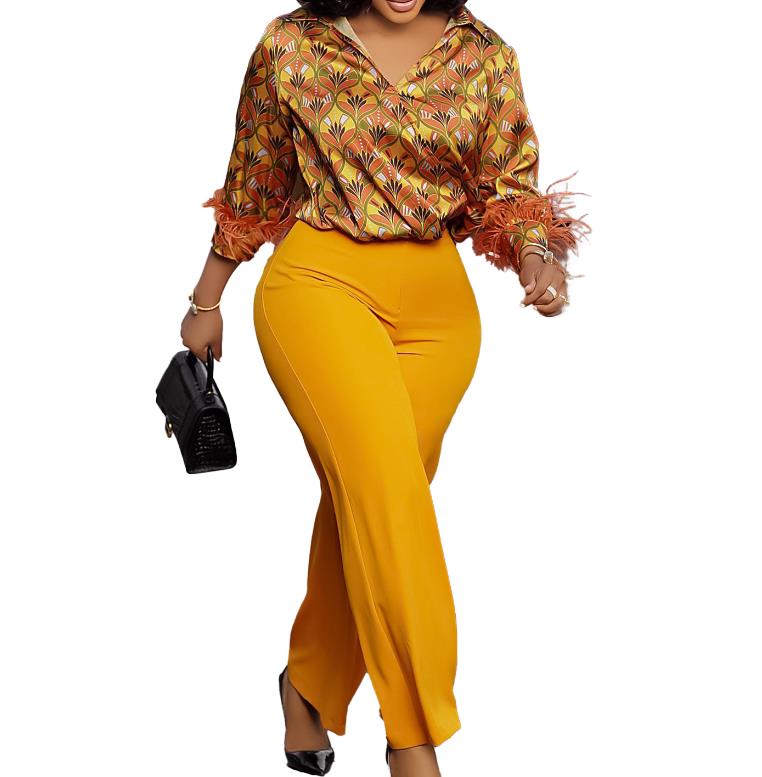 2 Piece Women Sets New Arrival Plus Size Spring Summer Matching Sets Print Two Pieces Sets Top Pants Suits Outfits Clothing