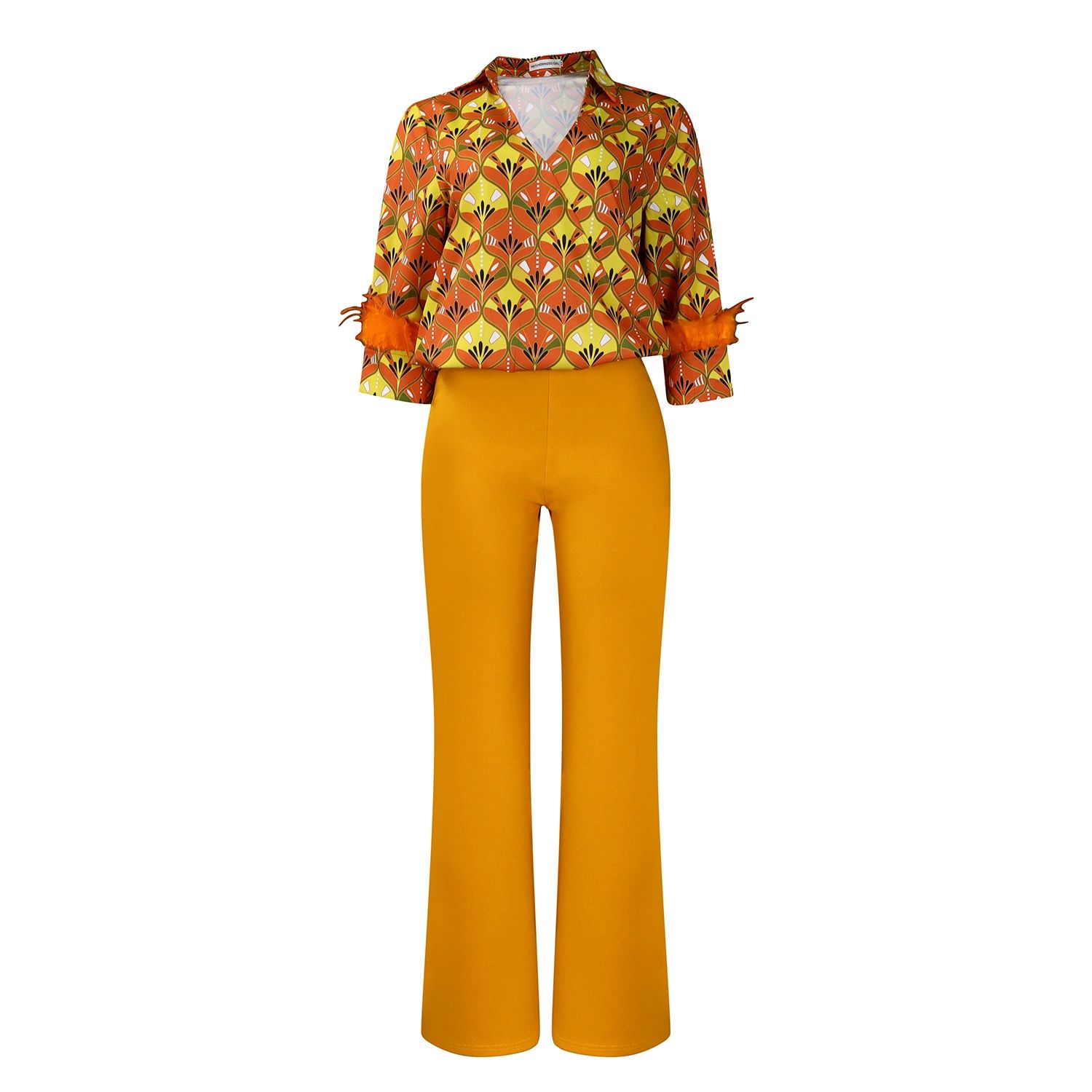 2 Piece Women Sets New Arrival Plus Size Spring Summer Matching Sets Print Two Pieces Sets Top Pants Suits Outfits Clothing