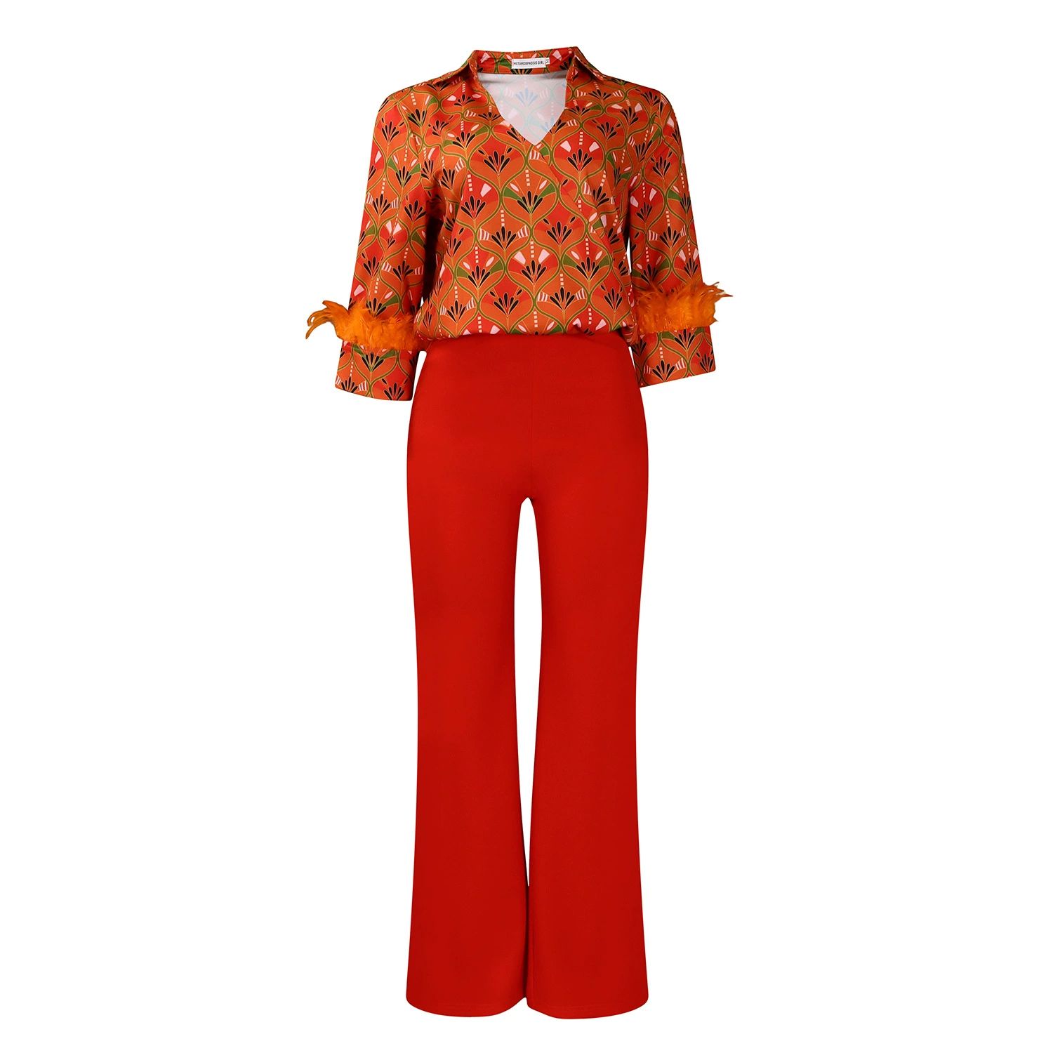 2 Piece Women Sets New Arrival Plus Size Spring Summer Matching Sets Print Two Pieces Sets Top Pants Suits Outfits Clothing