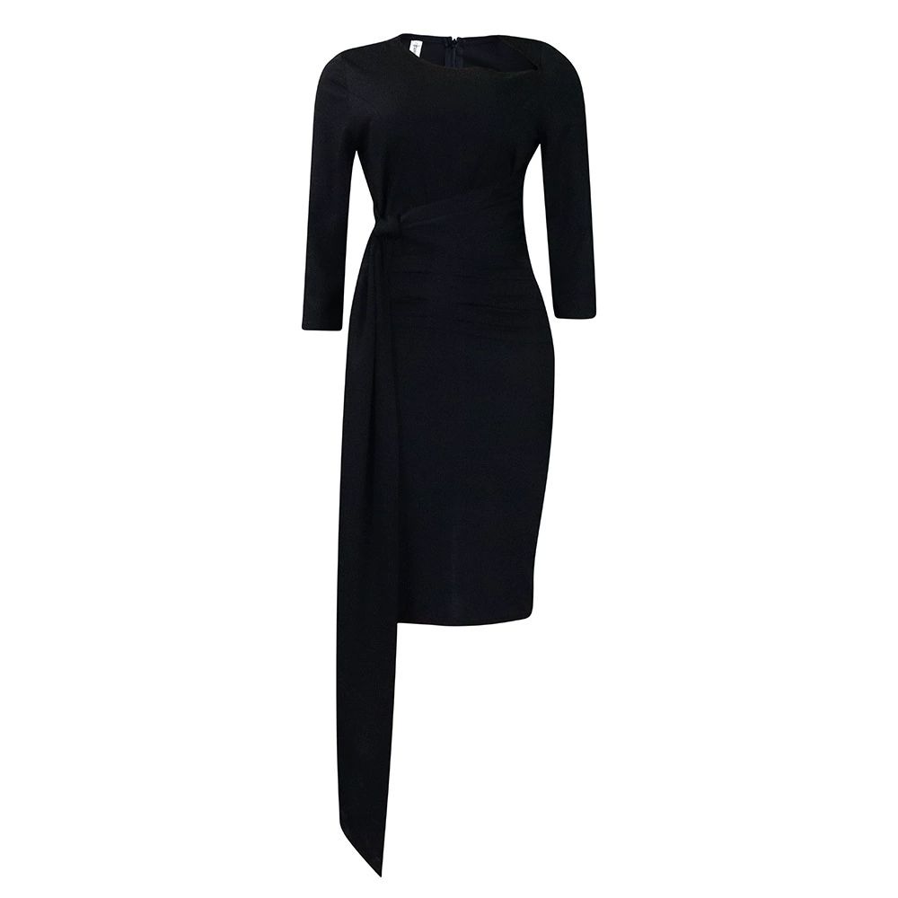 Office Dresses for Woman New Skew Collar Full Sleeve Sashes Sheath Package Hips Mid Calf Professional Business Work Dress