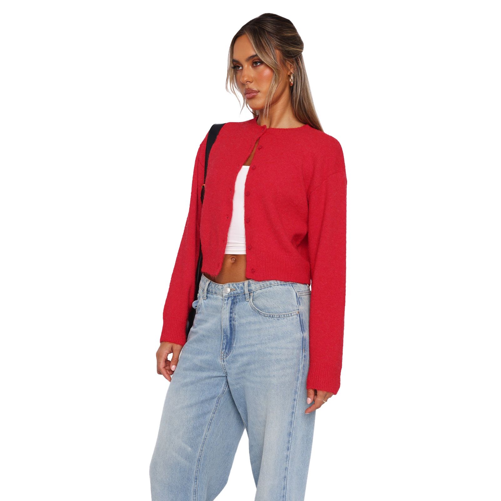 Women Knit Short Cardigan Spliced Full Sleeve Single Breasted Sweaters Jumper Casual Coats Straight Solid Simple Regular