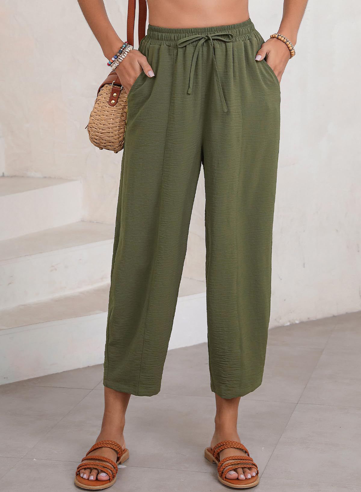 Women's Summer Korean Fashion Wide-leg Ninth Pants New Simple Loose Ankle-Length Trousers Ladies Solid Color Straight Sweatpants