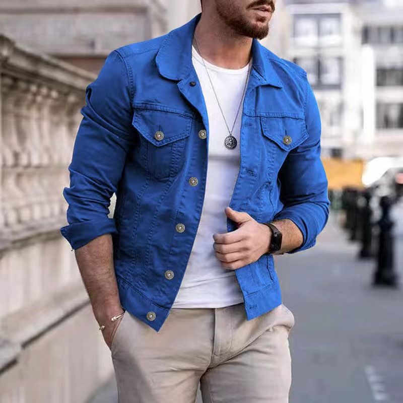 New Hip-hop Men's Denim Jackets Streetwear Casual Cotton Classic Slim Jeans Coat Male Clothes Cowboy Jacket Running jacket