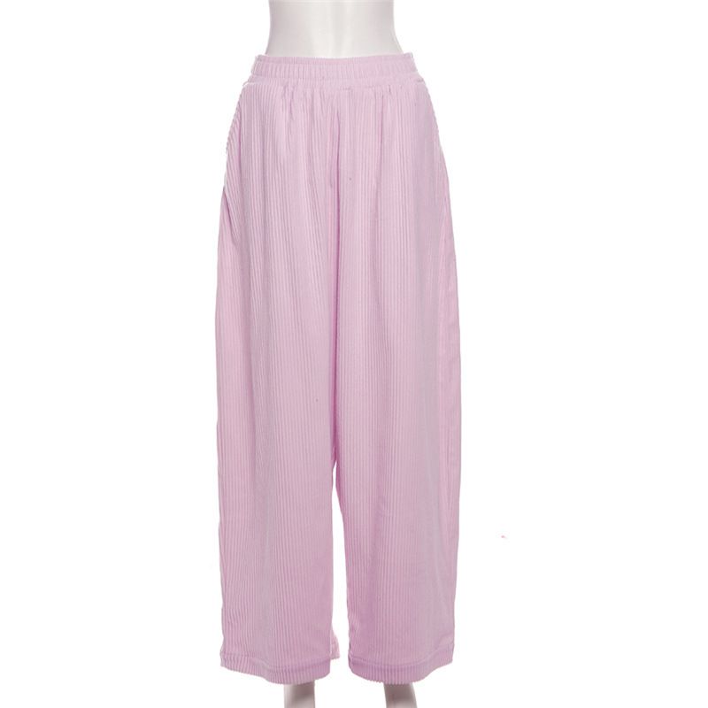 High Waist Loose Straight Leg Casual Pants Women's Fashion Autumn Winter New Arrival Polyester Fiber Thiened