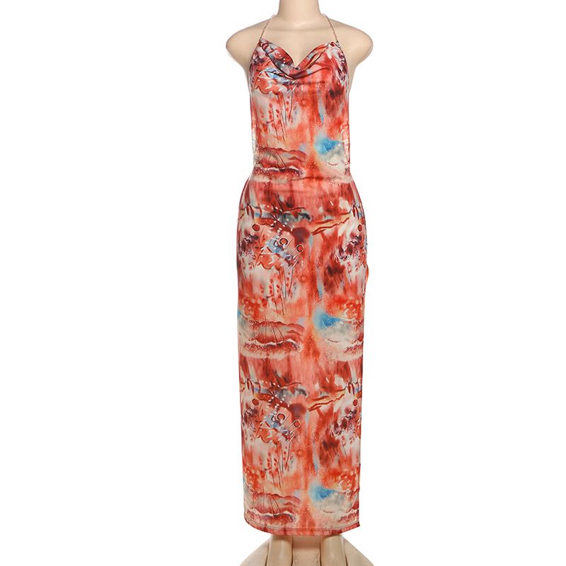 Floral Print Women Dress Sexy Trend Strapless Backless Split Sheer Maxi Bodycon Mujer Stunning Holiday Vestidos