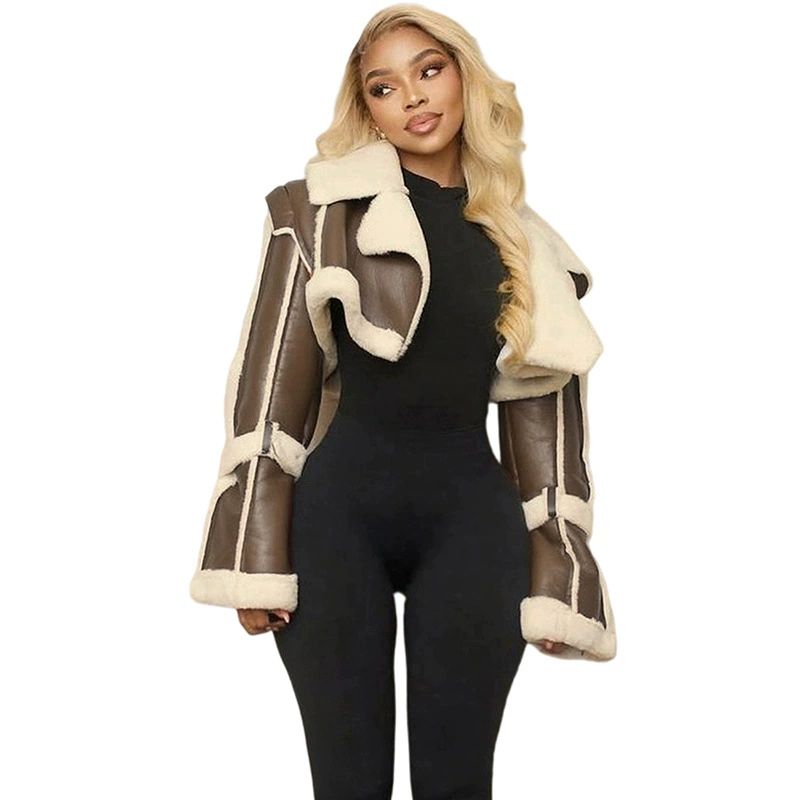 Black Faux Leather Jacket Long Sleeve Coats Fall Winter Woman Clothes New Arrivals Women's Clothing