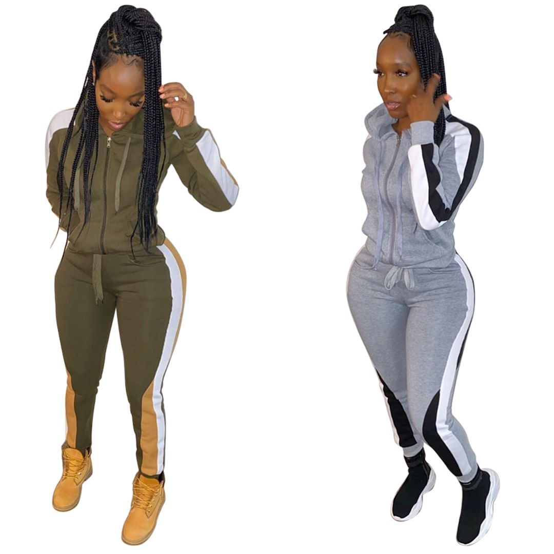 Spring Autumn Women Sweatshirt Set Casual Zipper Hoodies Daily Gym Jogging 2 Pieces Set New Woman Pant Sets