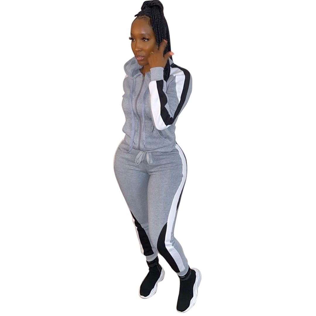 Spring Autumn Women Sweatshirt Set Casual Zipper Hoodies Daily Gym Jogging 2 Pieces Set New Woman Pant Sets