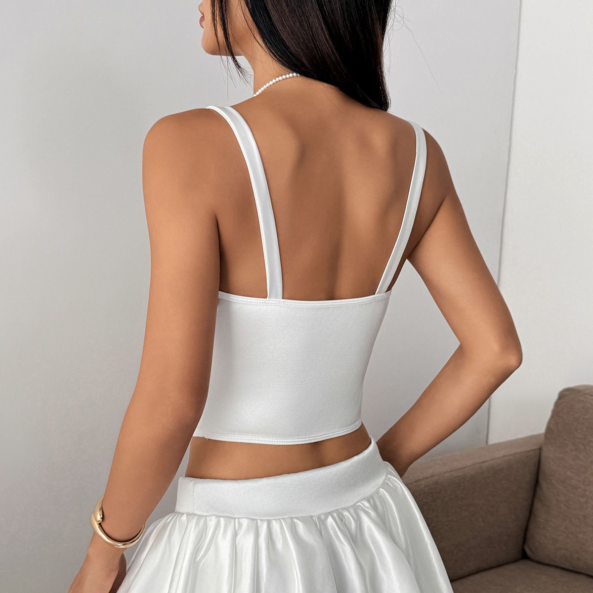 Lace Patchwork Bow Satin Camis Crop Tops Women Fashion Sexy Low Neck Spaghetti Straps Fishbone Slim Corset Tank Y2K Streetwear