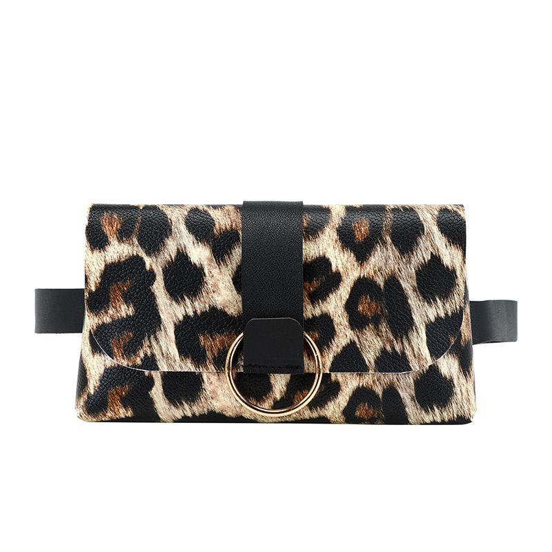 Mini Waist Bag Leopard Stripe Coin Purse Ladies Belt Bag Belt Mobile Phone Bag Waist Bag Flap Leather Fanny Pack