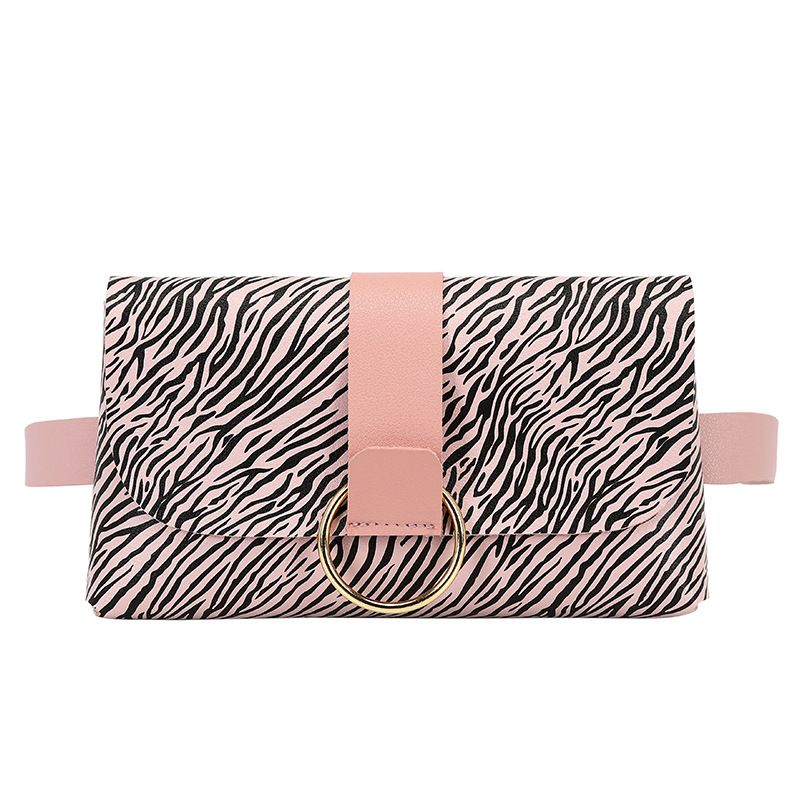 Mini Waist Bag Leopard Stripe Coin Purse Ladies Belt Bag Belt Mobile Phone Bag Waist Bag Flap Leather Fanny Pack
