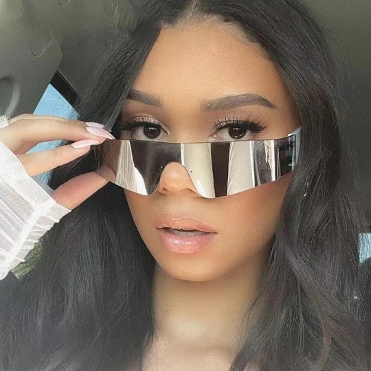 New Trends Y2K Sunglasses Women Men Fashion Punk Frameless Sun Glasses Brand Designer One-Piece Lenses Sports Goggle