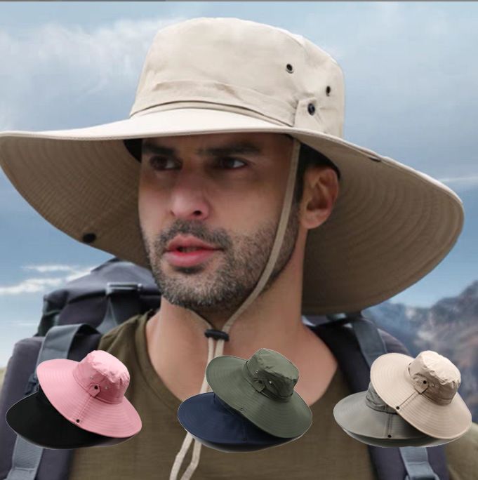 New Fashion Summer Bucket Hat Cowboy Men Outdoor Fishing Hiking Beach Hats Mesh Breathable Anti UV Sun Cap Large Wide Brim
