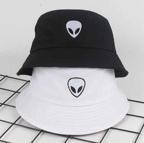 Cool Alien Print Bucket Hats For Women Men Sun Hat Summer Fashion Sunscreen Fisherman Panama Hip Hop Caps Breathable Cotton