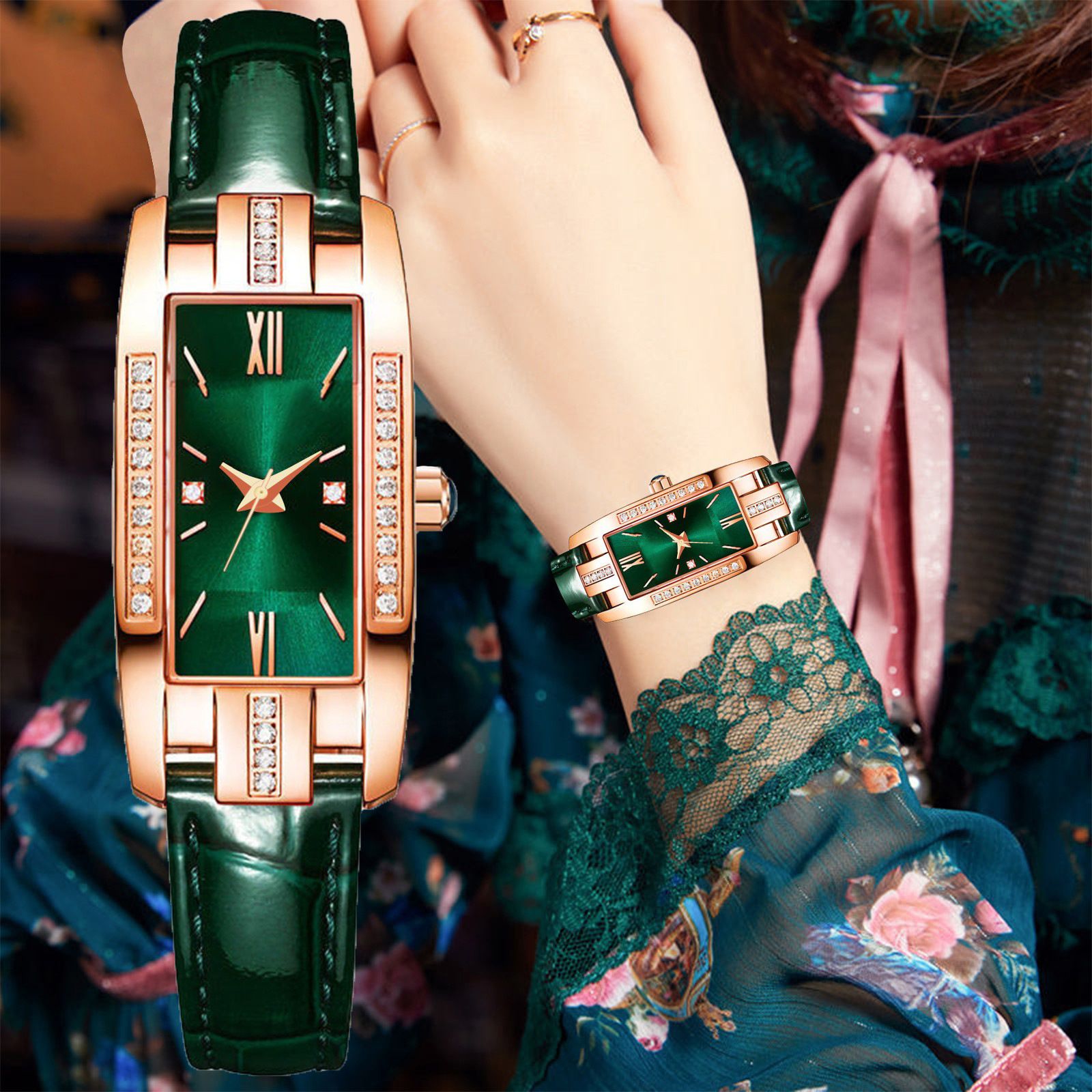 Top Brand Luxury Women Wrist Watch Ladies Rhinestone Watches Leather Quartz Watch Clock
