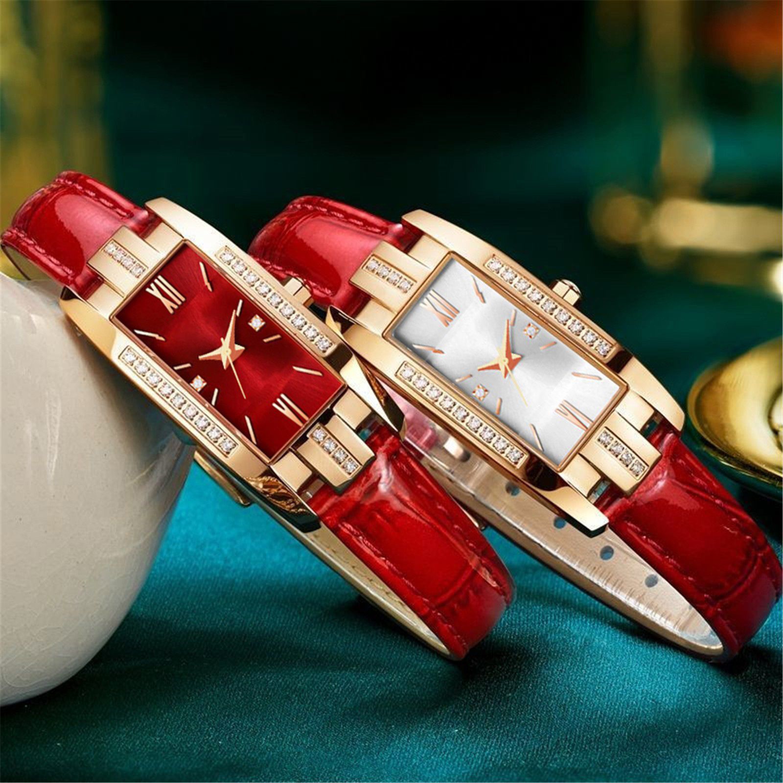 Top Brand Luxury Women Wrist Watch Ladies Rhinestone Watches Leather Quartz Watch Clock
