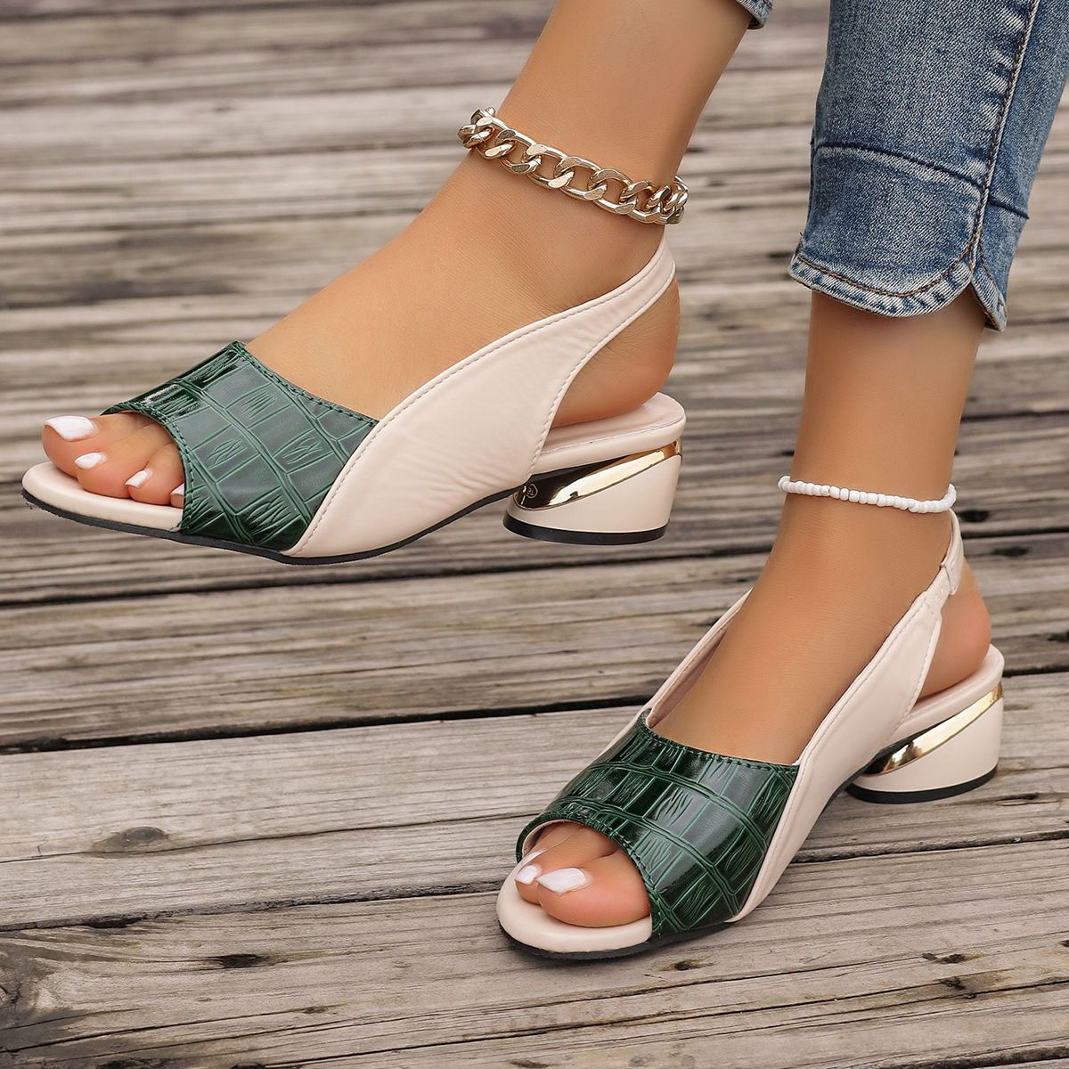 Women Mid Heels Sandals Fashion Dress Chunky Open Toe Shoes New Casual Designer Pumps Classic Brand Femme
