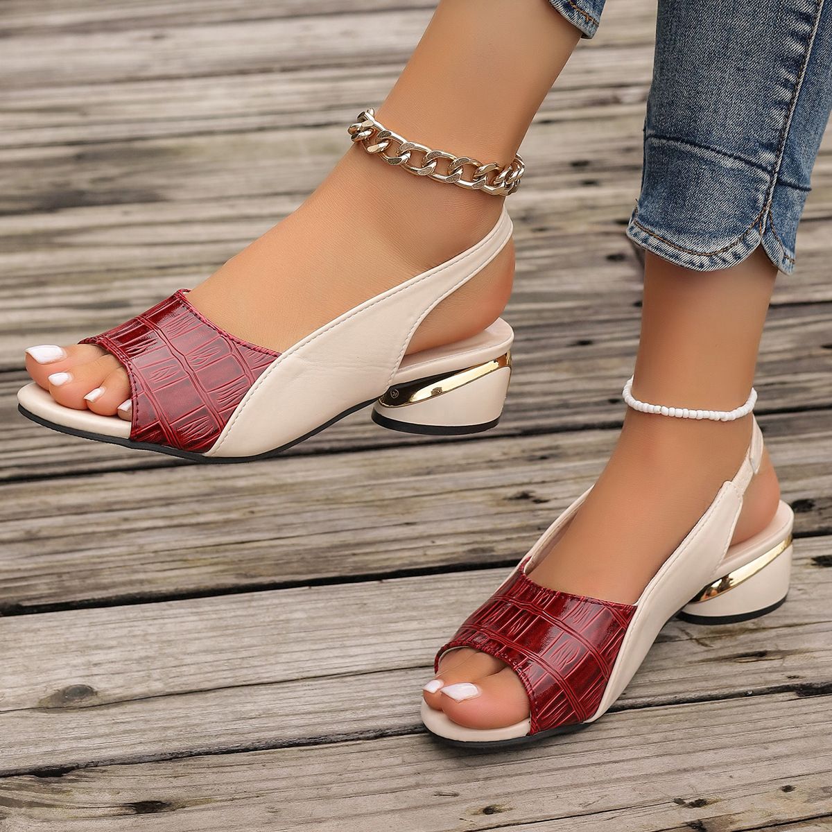Women Mid Heels Sandals Fashion Dress Chunky Open Toe Shoes New Casual Designer Pumps Classic Brand Femme