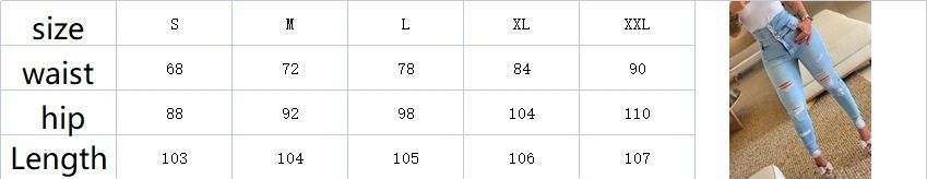 Women Fashion Stretch Ripped Distressed Skinny High Waist Denim Pants Trousers Slim Jeggings Ladies Spring Autumn Wear