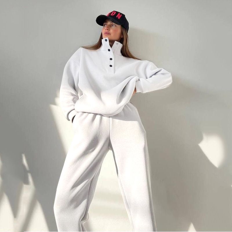 Oversized Solid Casual Pullovers Long Pant Set Warm Hoodie New Tracksuit Suit Fashion pant sets sets for women 2 pieces