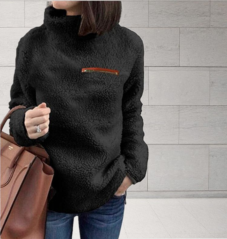 Winter Super Soft and Comfortable Solid Color Turtleneck Pullover Women's Sweater Fashion Zipper Sexy Top Ladies Hipster Clothes