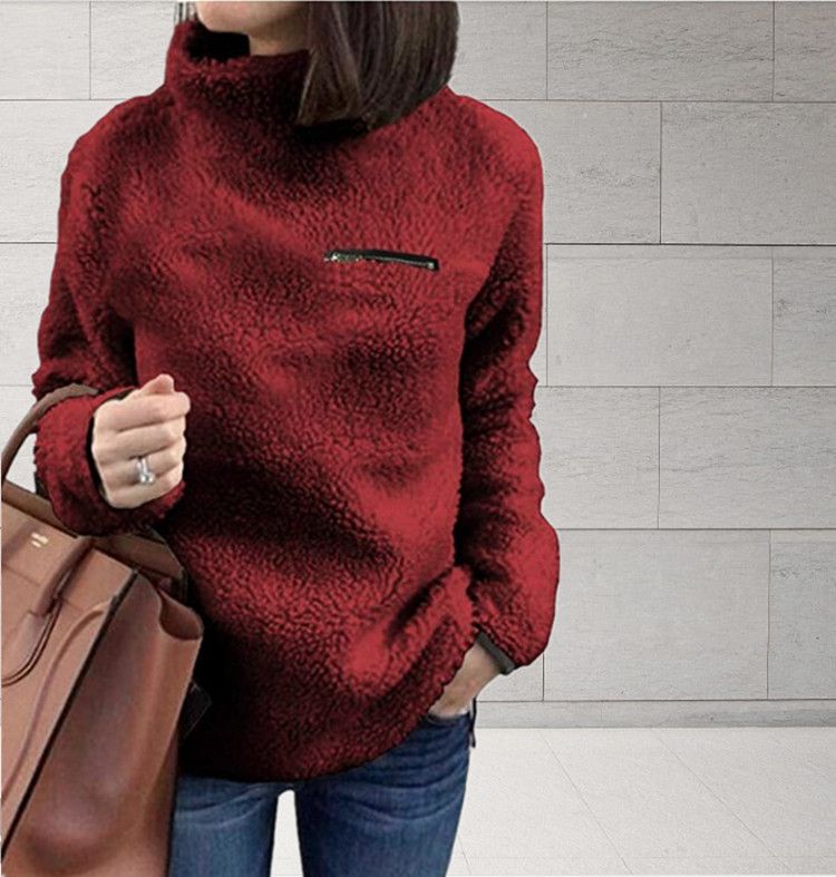 Winter Super Soft and Comfortable Solid Color Turtleneck Pullover Women's Sweater Fashion Zipper Sexy Top Ladies Hipster Clothes
