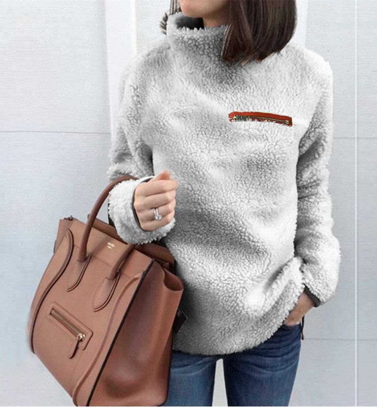 Winter Super Soft and Comfortable Solid Color Turtleneck Pullover Women's Sweater Fashion Zipper Sexy Top Ladies Hipster Clothes