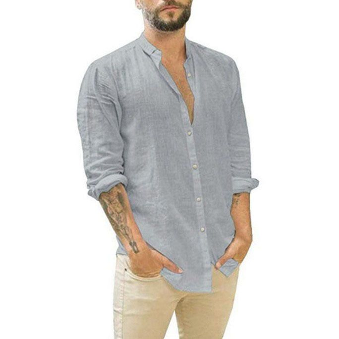 Men's White Shirts Casual Plus Size Loose Hawaii Cotton Linen Shirt Mens Streetwear Turn Down Collar Long Sleeve Shirts Blouses