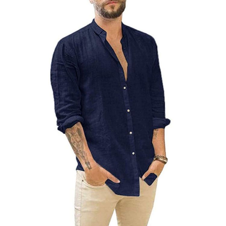 Men's White Shirts Casual Plus Size Loose Hawaii Cotton Linen Shirt Mens Streetwear Turn Down Collar Long Sleeve Shirts Blouses