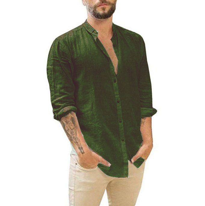 Men's White Shirts Casual Plus Size Loose Hawaii Cotton Linen Shirt Mens Streetwear Turn Down Collar Long Sleeve Shirts Blouses