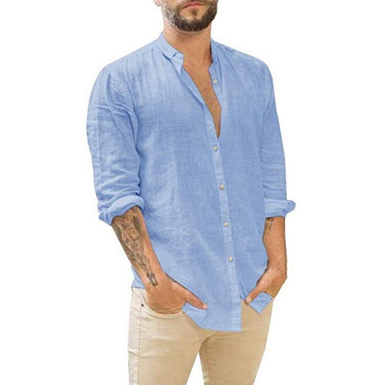 Men's White Shirts Casual Plus Size Loose Hawaii Cotton Linen Shirt Mens Streetwear Turn Down Collar Long Sleeve Shirts Blouses