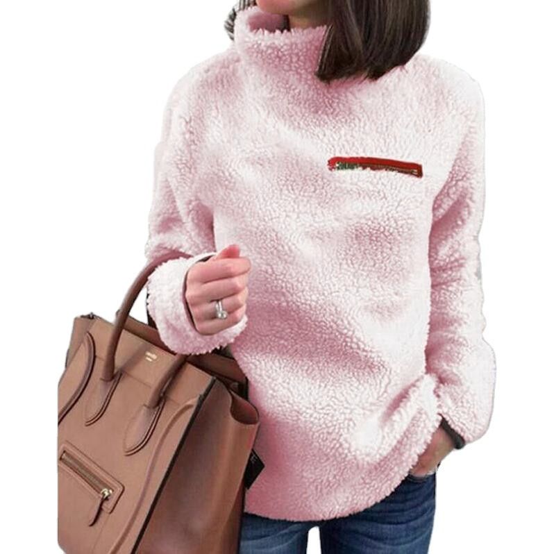 Winter Super Soft and Comfortable Solid Color Turtleneck Pullover Women's Sweater Fashion Zipper Sexy Top Ladies Hipster Clothes
