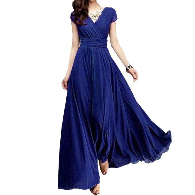 Summer Plus Size 3XL 4XL 5XL Elegantes Chiffon Dress Women Long Dresses Sexy V-neck Luxury Boho Evening Maxi Party Dress