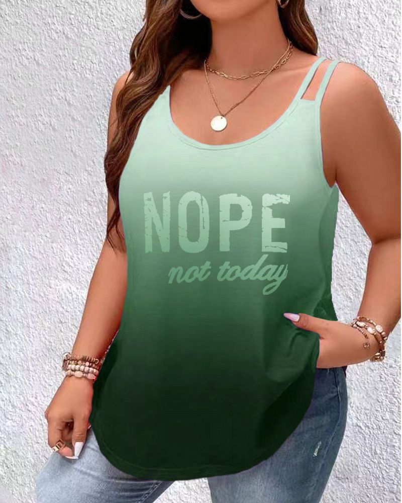 T-Shirt Women Round Neck Gradual Letter Print Sleeveless Shoulder Halter Vest Tshirt women's Clothing