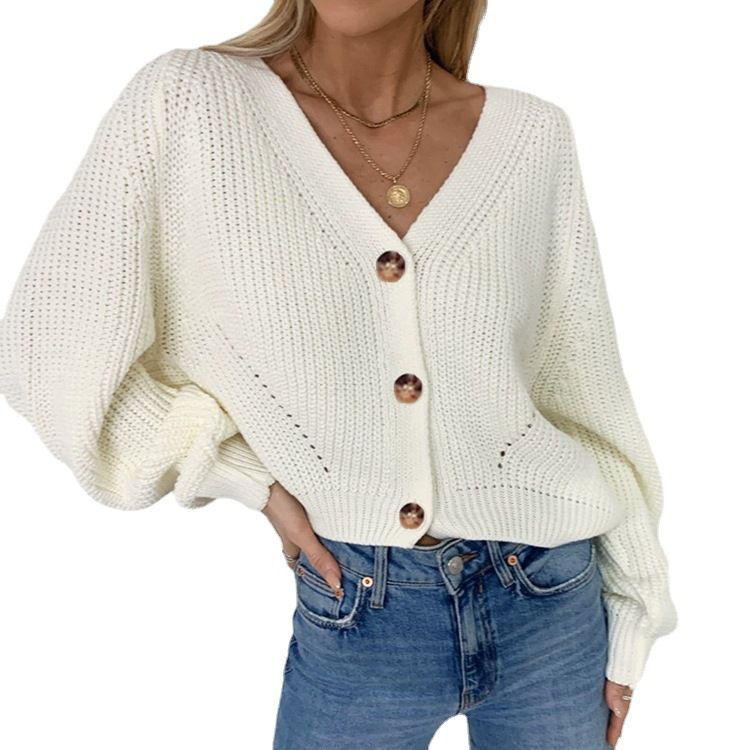 Fashion Winter Grey Cardigan Sweater Women Cozy Soft Knit Button Up V-Neck Jumper Basic Knitwear Autumn Winter Female Tops