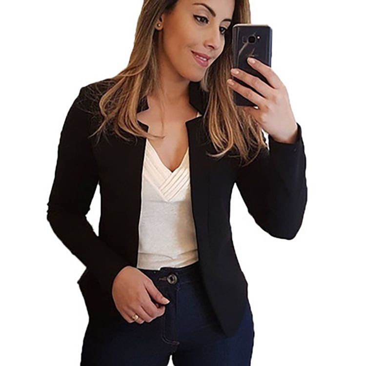 Women Thin Coat Spring Female Long Sleeve Open Stitch Black Red Blazer OL Womens Basic Jackets and Coats Femme Tops Clothes