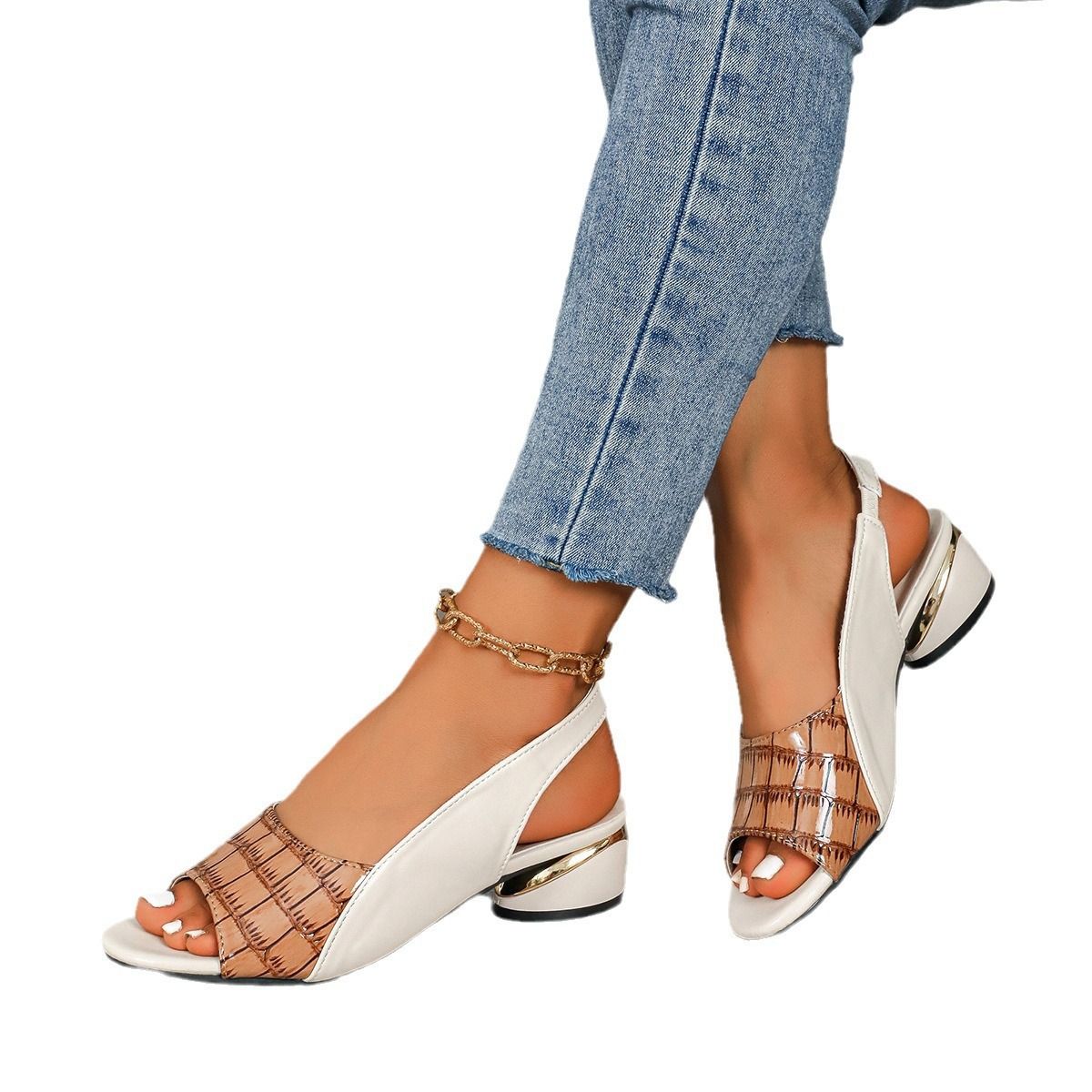 Women Mid Heels Sandals Fashion Dress Chunky Open Toe Shoes New Casual Designer Pumps Classic Brand Femme
