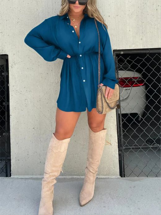 Jumpsuits One Piece Set Women Shorts Tienda Traf Fashion Solid Color Long Sleeved Shirt Summer Loose Fit Female Jumpsuit