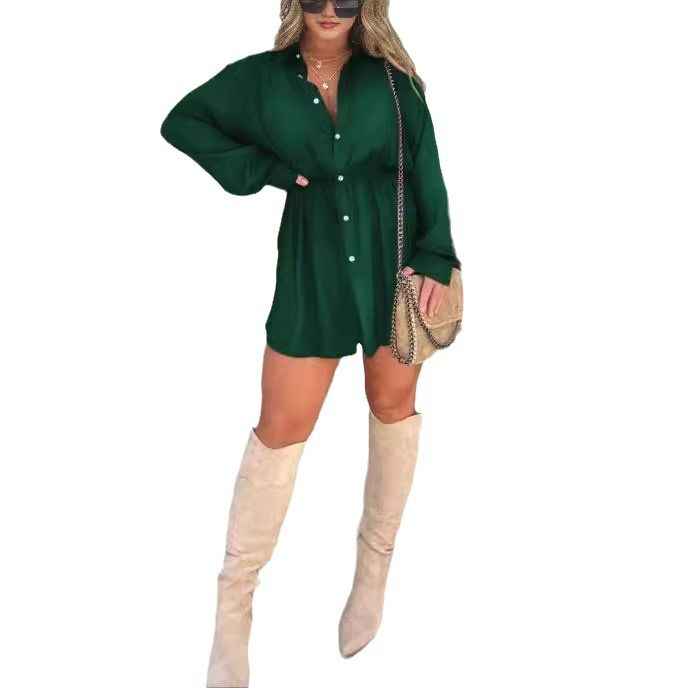 Jumpsuits One Piece Set Women Shorts Tienda Traf Fashion Solid Color Long Sleeved Shirt Summer Loose Fit Female Jumpsuit