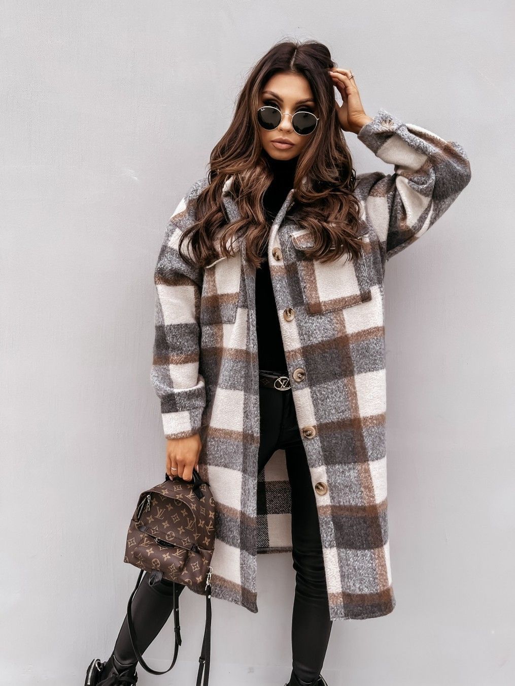Women Plaid Printed Warm Jacket Autumn Winter New Fashion Casual Long Overcoat Pop Lapel Lady Single Breasted Shirt Coats